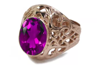 Vintage Rose Gold Ring 14K Alexandrite Ruby Emerald Sapphire Zircon 585 vrc347