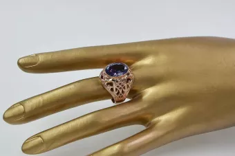 Russisch Sowjetrosa 14 Karat 585 Gold Alexandrit Rubin Smaragd Saphir Zirkon Ring vrc347