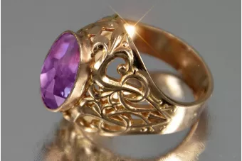 Russian Soviet rose 14k 585 gold Alexandrite Ruby Emerald Sapphire Zircon ring  vrc347