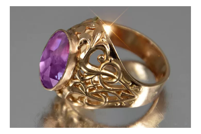 Sovietic rus a crescut 14k 585 aur Alexandrite Ruby Emerald Safir Zircon inel vrc347