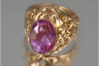 Russian Soviet rose 14k 585 gold Alexandrite Ruby Emerald Sapphire Zircon ring  vrc347