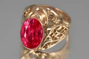 Anillo de oro rosa soviético ruso 14K Alejandrita Rubí Esmeralda Zafiro Zircon 585 vrc347