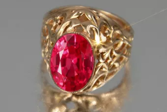 Russian Soviet rose 14k 585 gold Alexandrite Ruby Emerald Sapphire Zircon ring  vrc347