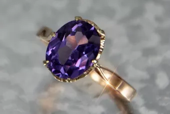 Soviet 14k 585 Zlatý ruský Ring of Pink Gold s Alexandryt Rubin Sapphire Emerald Zirkón VRC354