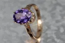 Russisch Sowjetrosa 14 Karat 585 Gold Alexandrit Rubin Smaragd Saphir Zirkon Ring vrc354