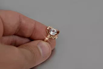Soviet 14k 585 Zlatý ruský Ring of Pink Gold s Alexandryt Rubin Sapphire Emerald Zirkón VRC358