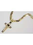 Італійський жовтий білий 14k золотий католицький хрест & Елегантний ланцюжок