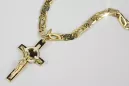 Cruz católica italiana de oro blanco amarillo de 14k y cadena elegante