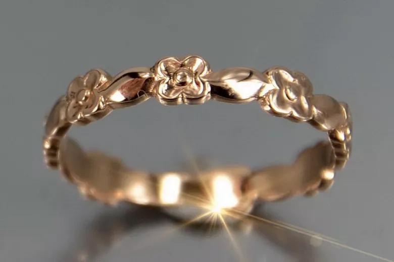 Radziecki 14k 585 złoty Rosyjski pierścionek z różowego złota vrn186