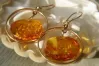 Vintage silver rose gold plated 925 Amber earrings veab005