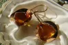 Vintage silver rose gold plated 925 Amber earrings veab006
