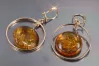Vintage silver rose gold plated 925 Amber earrings veab010