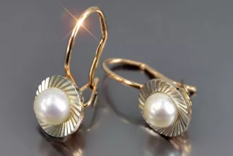 Vintage rose pink gold pearl earrings vepr009 Vintage