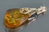 Vintage rose 14k 585 gold amber pendant vpab002