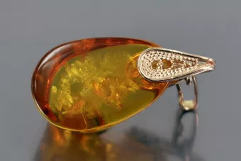 Ruso Soviet rosa 14k 585 oro ámbar colgante vpab002