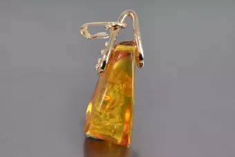 Ruso Soviet rosa 14k 585 oro ámbar colgante vpab002
