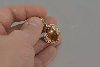 Κεραυνό 14k 585 χρυσού με κεχριμπάρι vpab004