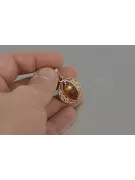 Rose soviétique russe 14k 585 pendentif ambre or vpab004