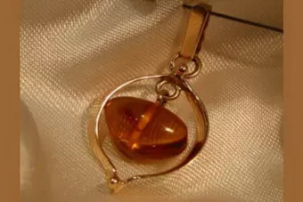 Vintage rose 14k 585 gold amber pendant vpab005