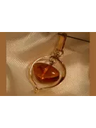 Rose soviétique russe 14k 585 pendentif ambre or vpab005