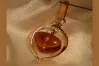 Vintage rose 14k 585 gold amber pendant vpab005