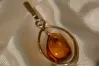 Vintage rose 14k 585 gold amber pendant vpab006