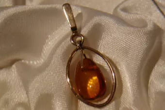 Vintage rose 14k 585 gold amber pendant vpab006