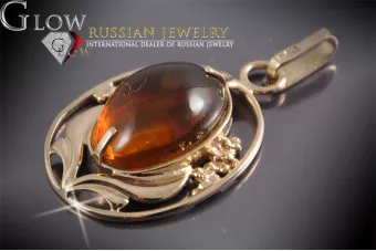 Руска съветска роза 14k 585 златна кехлибарена висулка vpab008