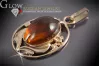 Vintage rose 14k 585 gold amber pendant vpab008
