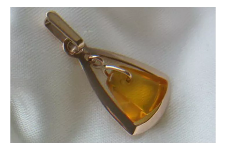 Vintage rose 14k 585 gold amber pendant vpab010