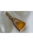 Vintage rose 14k 585 gold amber pendant vpab010
