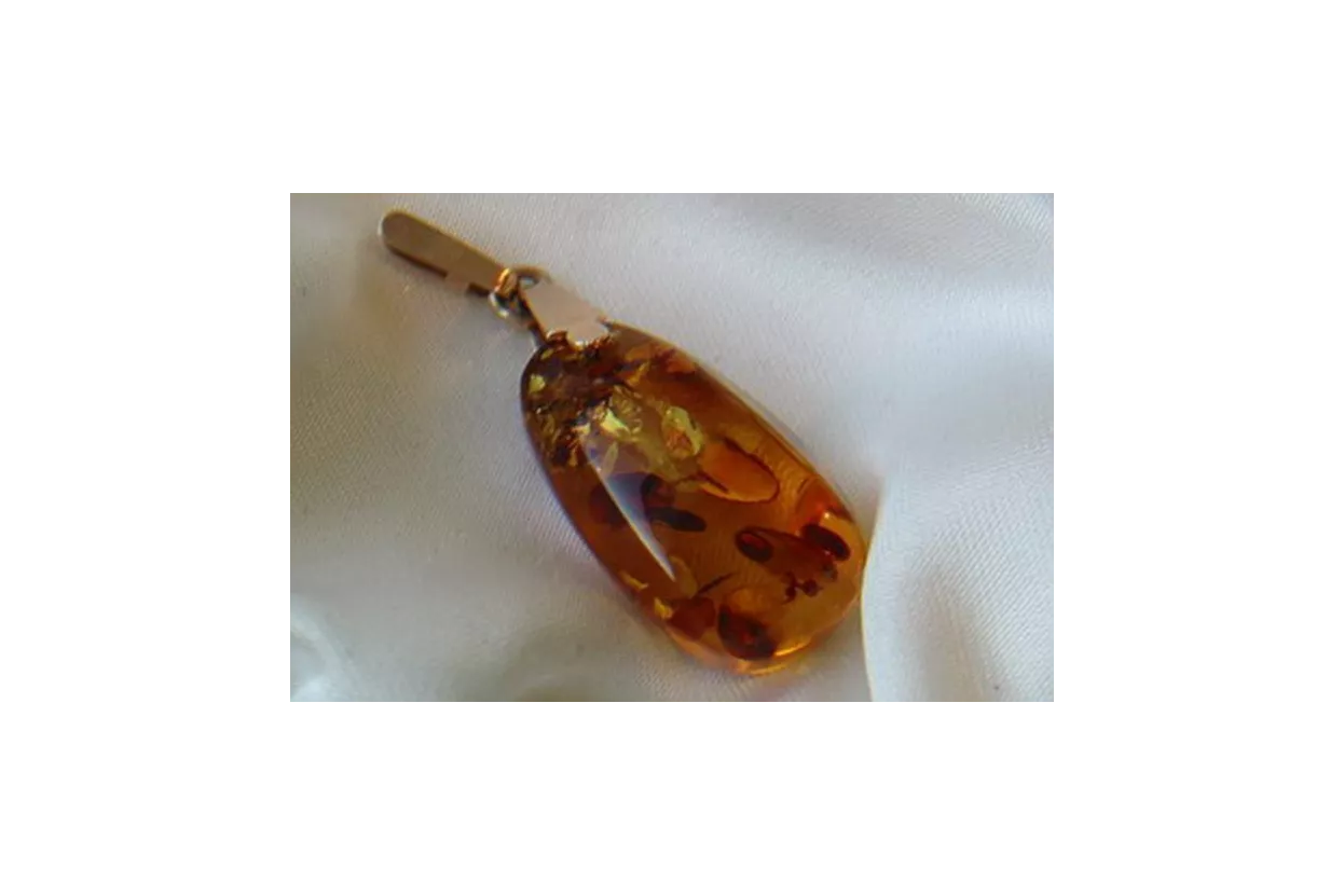 Rose soviétique russe 14k 585 pendentif ambre or vpab011