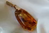 Vintage rose 14k 585 gold amber pendant vpab011