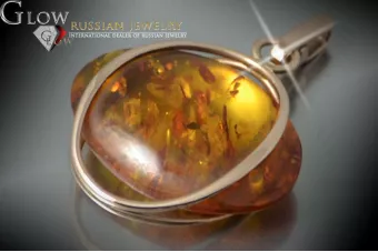 Vintage rose 14k 585 gold amber pendant vpab013