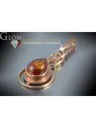 Vintage rose 14k 585 gold amber pendant vpab014