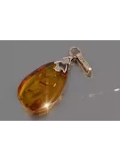 Vintage rose 14k 585 gold amber pendant vpab015