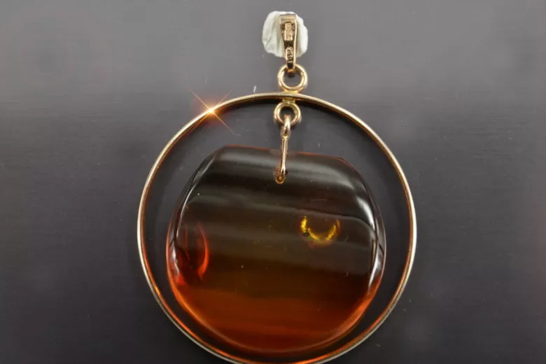 Russian rose Soviet gold amber pendant