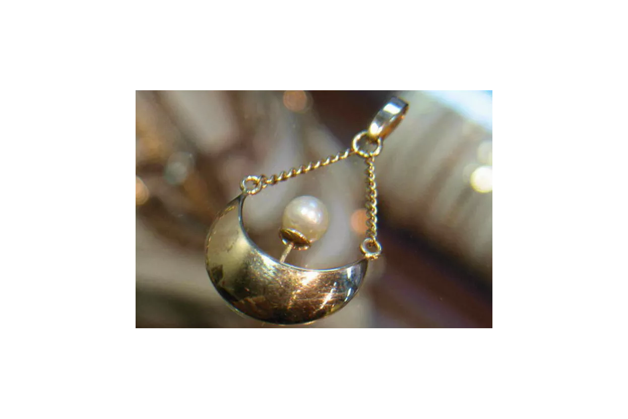 Vintage rose 14k 585 gold pearl pendant vppr003