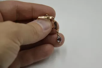 Vintažiniai auskarai iš 14k 585 rožinio aukso vec198 aleksandrito rubino smaragdo safyro...