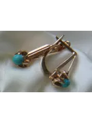 Vintage rose 14k 585 gold earrings turquoise vetq200