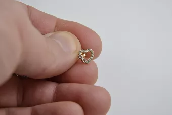 Italijos auksinės auskarinės 14k 585 širdies su cirkoniais geltona balta aukso cec001yw