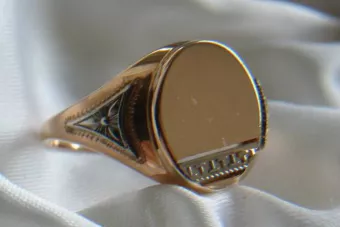 Vintage rose pink 14k 585  gold Men's signet ring vsc017