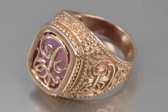 Vintage rose pink 14k 585  gold Men's signet ring vsc040