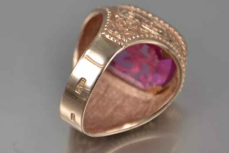 Vintage rose pink 14k 585  gold Men's signet ring vsc040