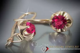 Boucles d’oreilles en or rose soviétique russe 14k 585 vec059 alexandrite rubis émeraude saphir ...