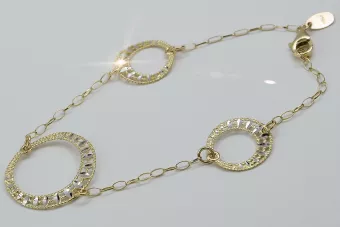 Auksinis apyrankis geltona balta italų širdimi