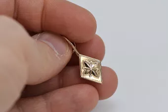 Βιντάζ ροζ χρυσά σκουλαρίκια 14k 585 Σοβιετική Ένωση Βιντάζ ven106