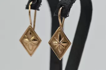 Βιντάζ ροζ χρυσά σκουλαρίκια 14k 585 Σοβιετική Ένωση Βιντάζ ven106