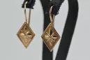 Rosa rusa rosa soviético 14k 585 oro URSS Pendientes cuadrados vintage ven106