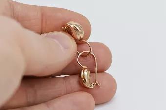 Vintage rose pink 14k 585 gold  Vintage pear earrings ven115
